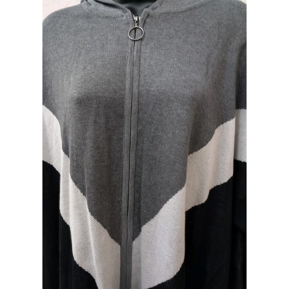 Joseph Knit Hooded Chevron Print Zip Long Sweater Cardigan Size 1X NWT